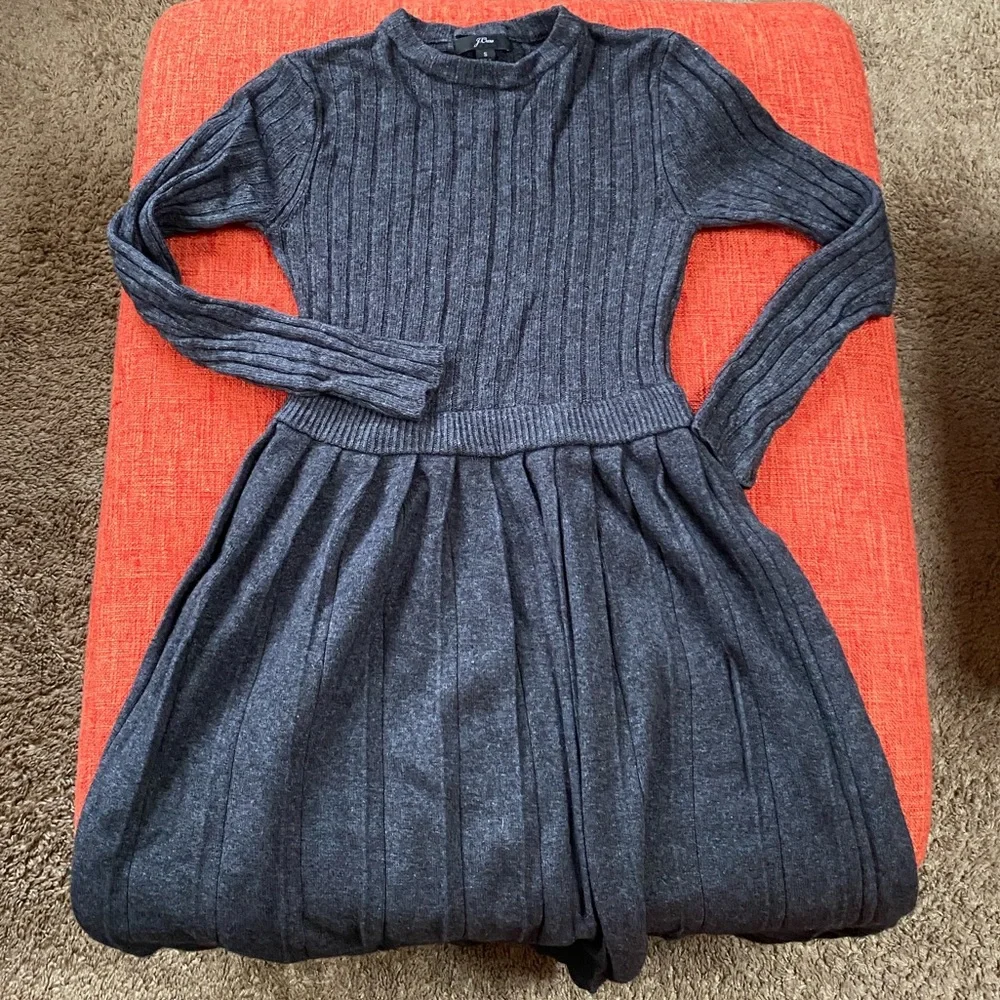 JCrew J Crew Grey Wool Blend Sweater Accordian Pleated Skirt Dress
